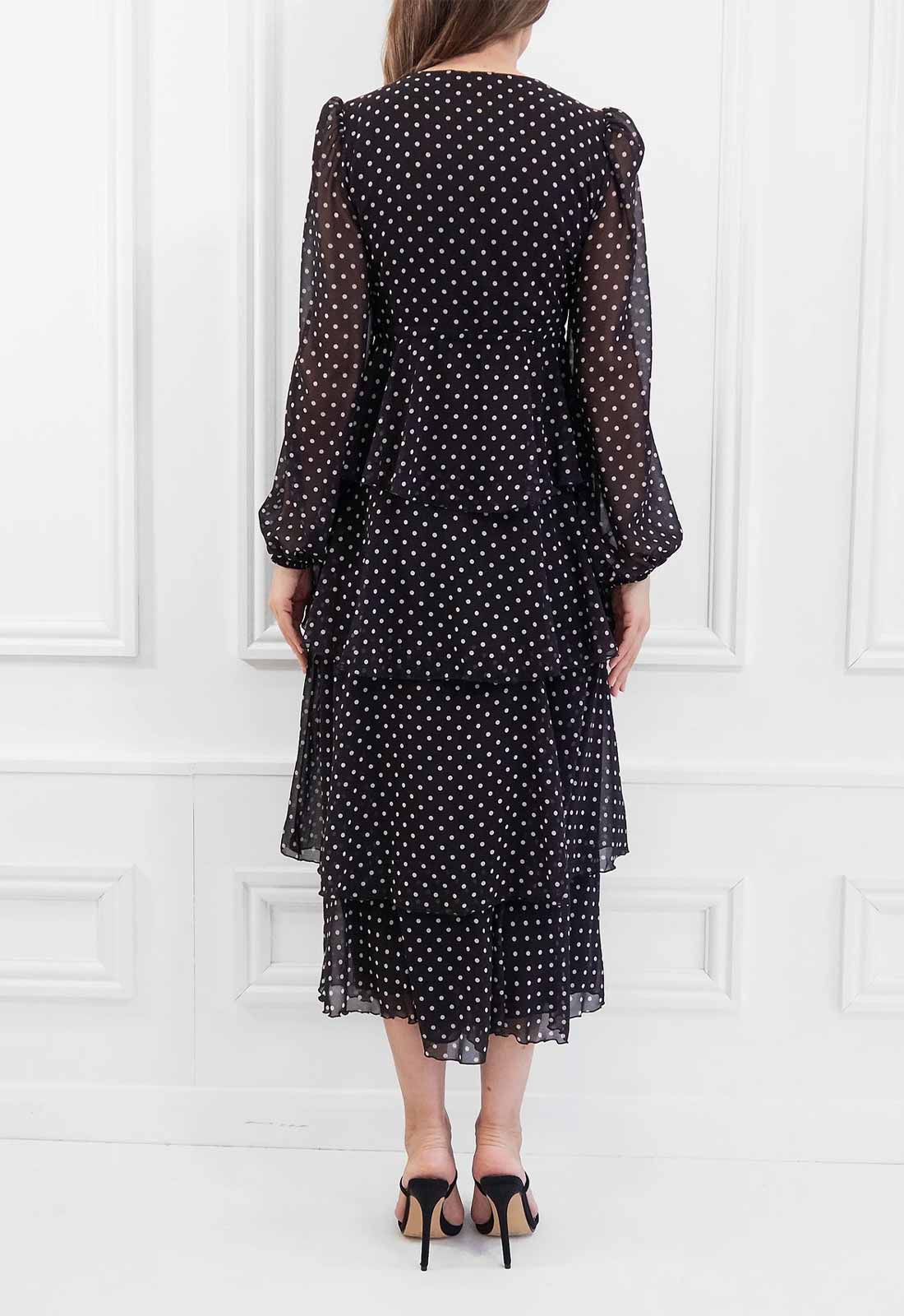 Honor Gold Black Serena Polka Dot Midi Dress - Image 4