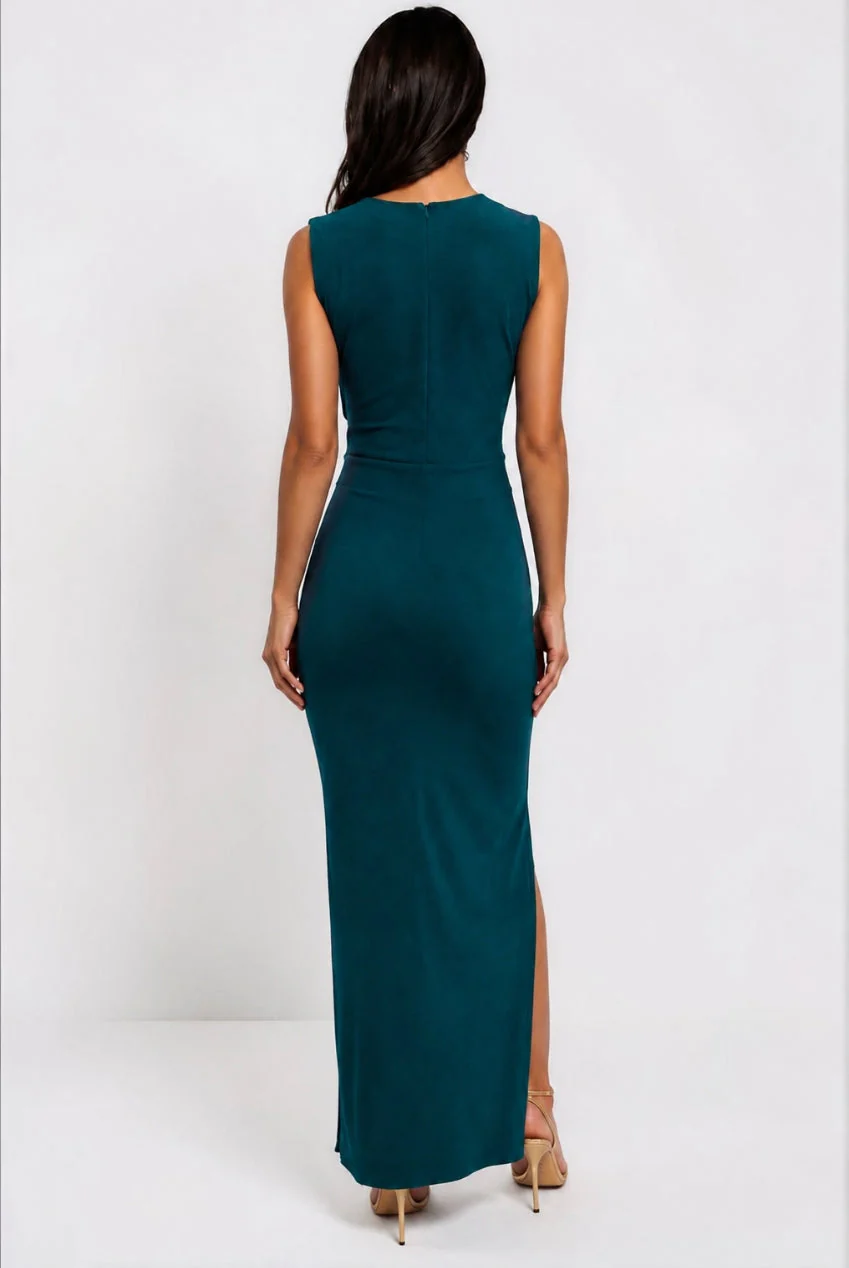 Honor Gold Green Amor Plunge Front Maxi Dress - Image 8