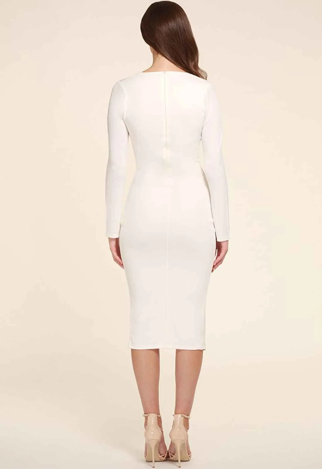 Honor Gold Jessica Long Sleeve Midi Dress in White - Image 5