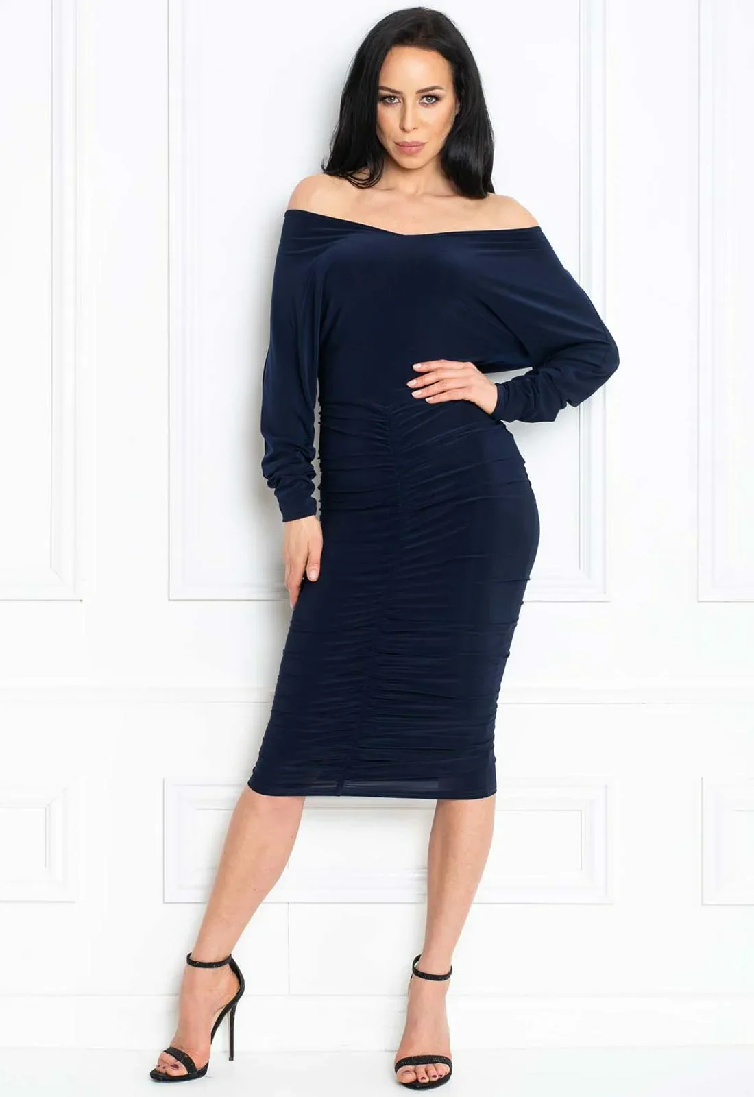 Honor Gold Navy Farrah Midi Dress - Image 5
