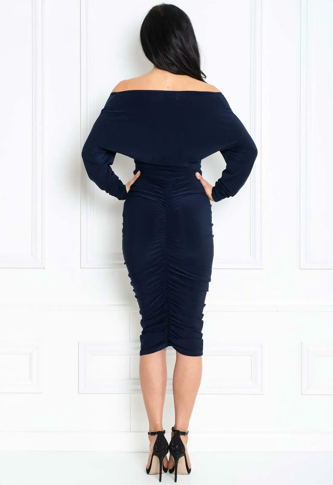 Honor Gold Navy Farrah Midi Dress - Image 7