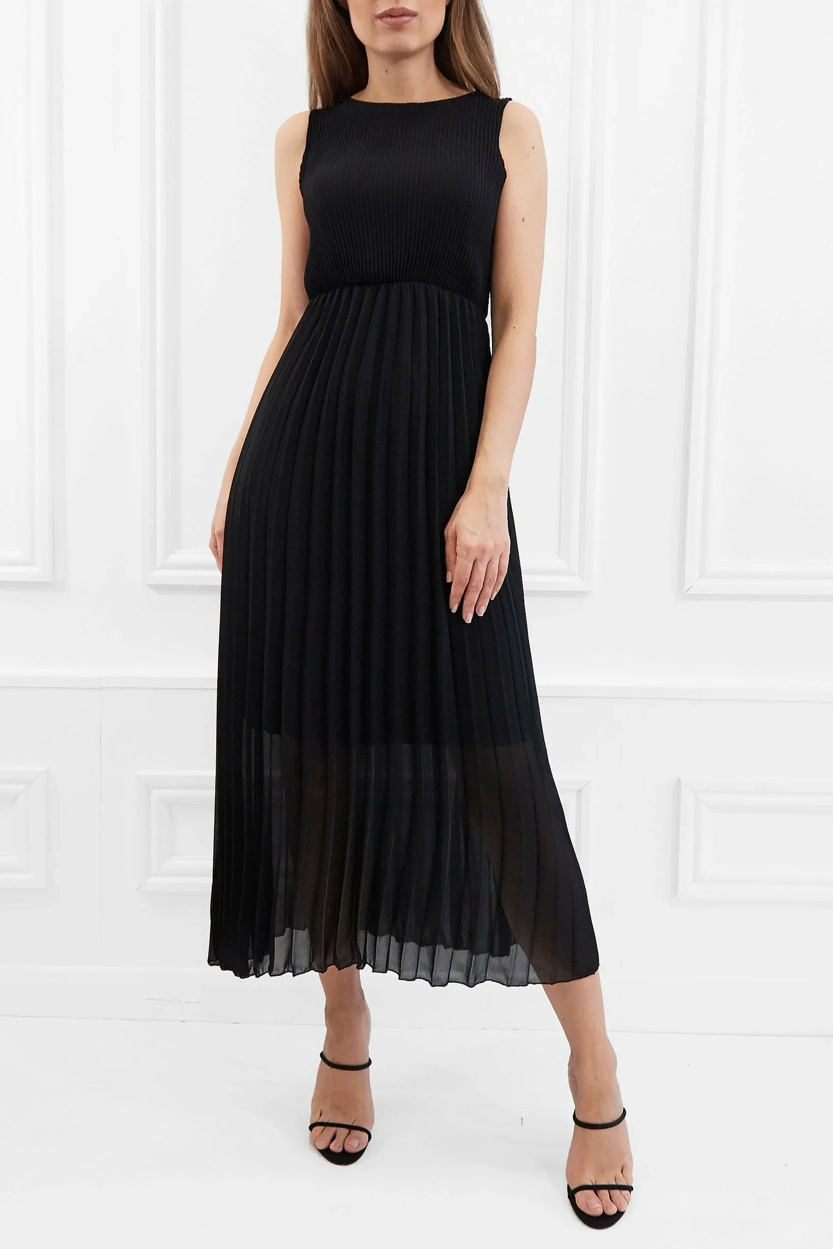 Honor Gold Tess Black Pleated Midi Dress - Image 4