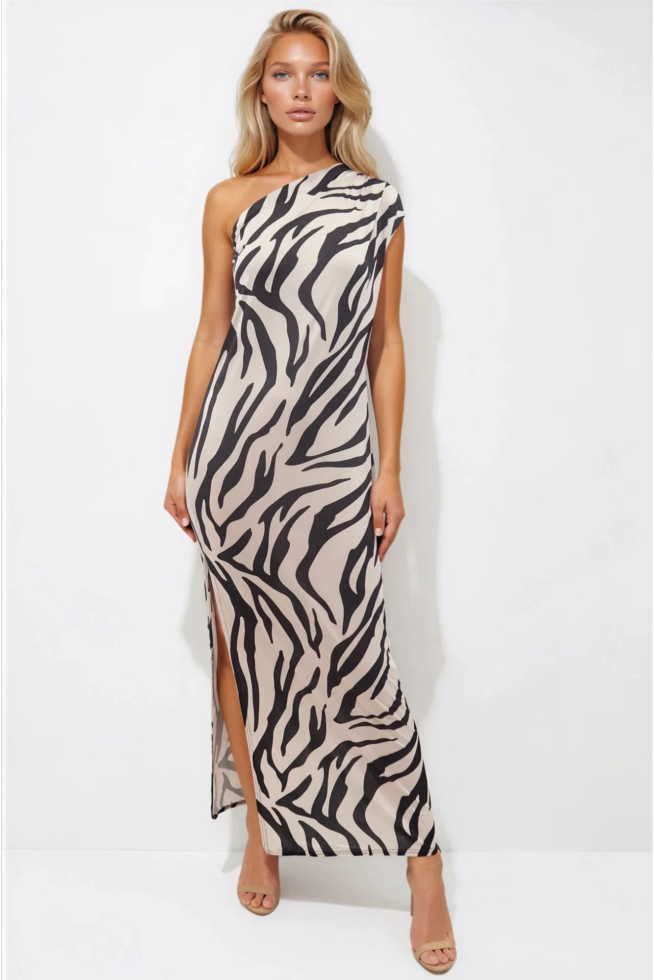Honor Gold Zebra Print Cleo Maxi Dress