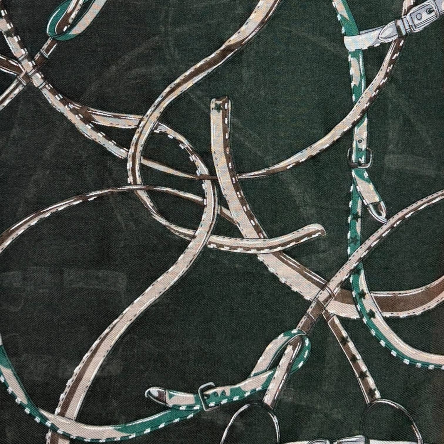 Horse Chain lightweight scarf : Navy Green - Image 4
