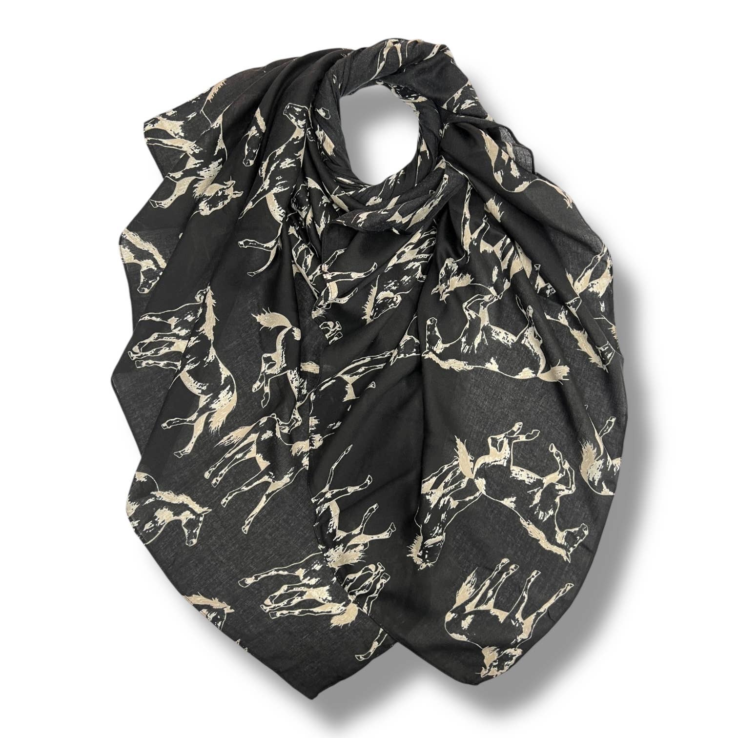 Horse print on solid canvas: Black