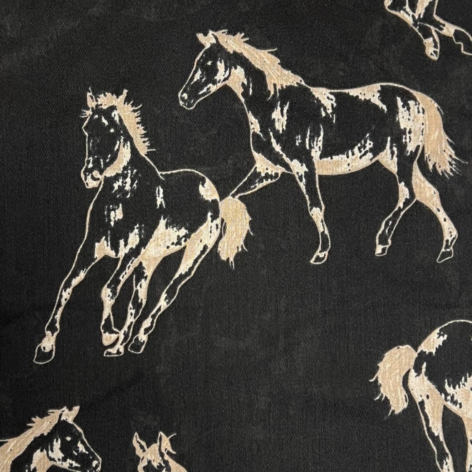 Horse print on solid canvas: Black - Image 6