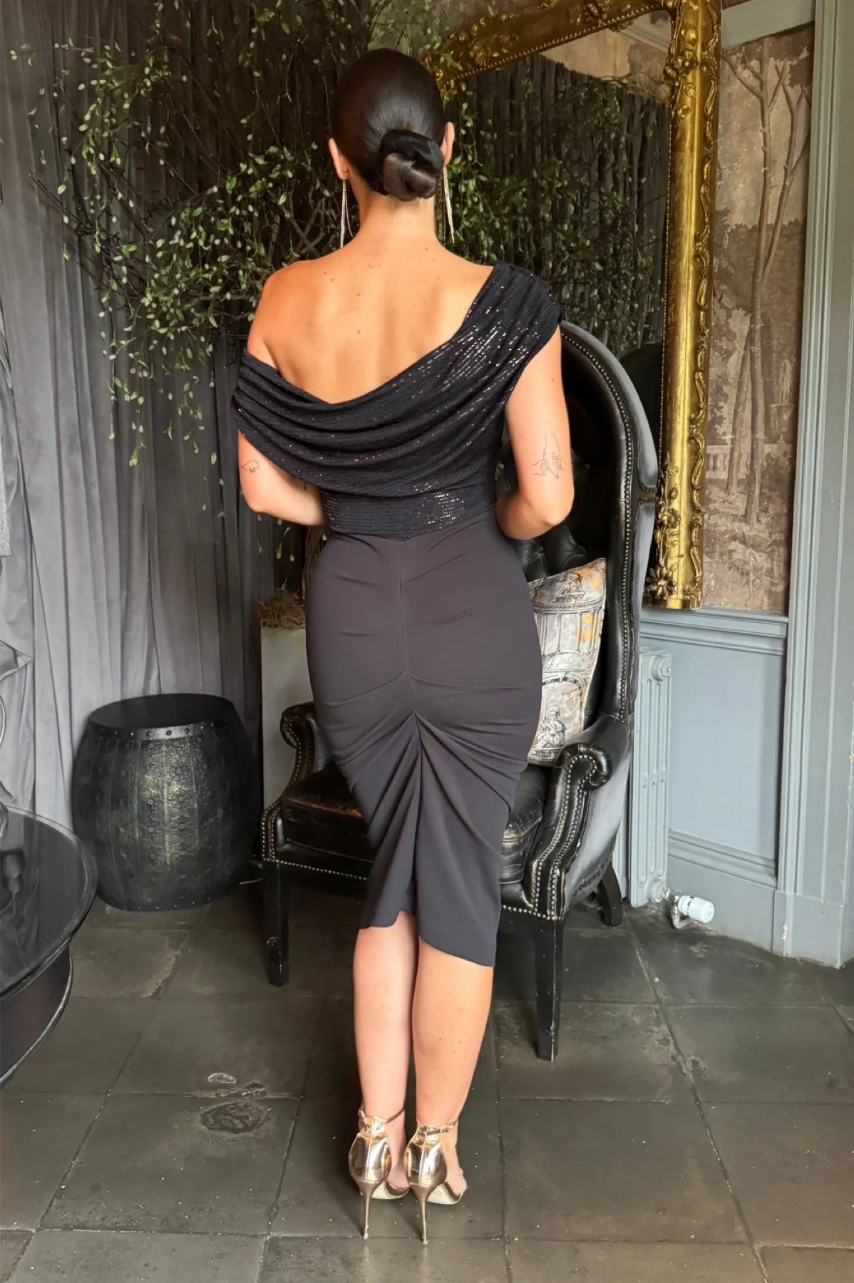 Atom Label Black Sequin Sparkle Janus Dress - Image 7