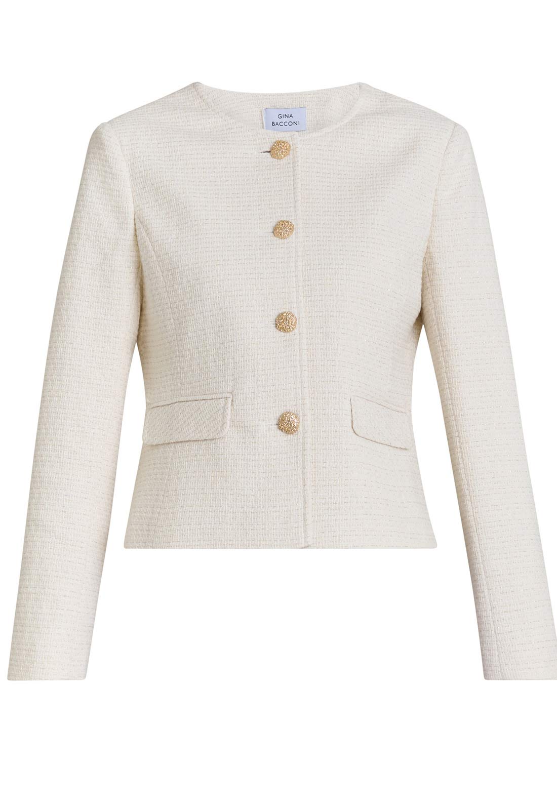 Gina Bacconi Cream Julieann Tweed Jacket - Image 2
