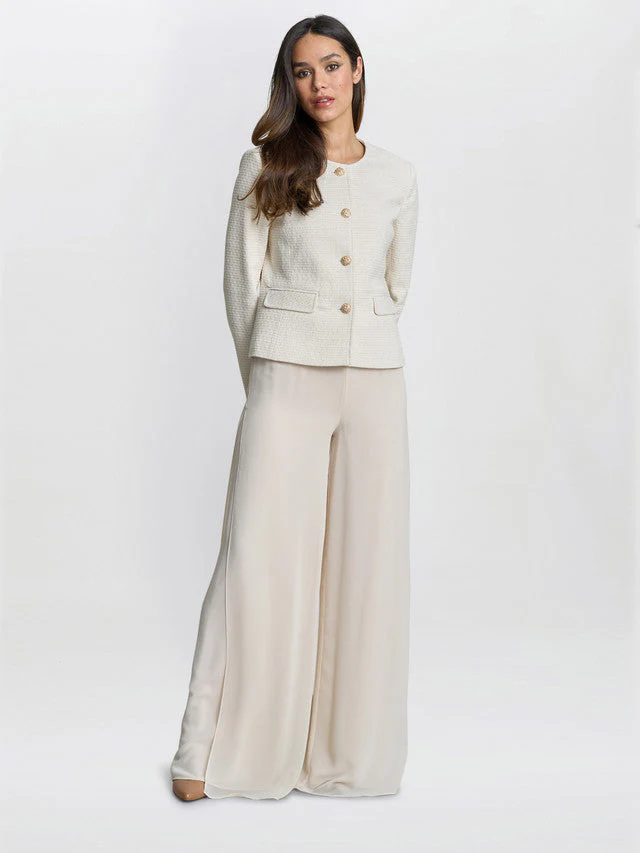 Gina Bacconi Cream Julieann Tweed Jacket - Image 3