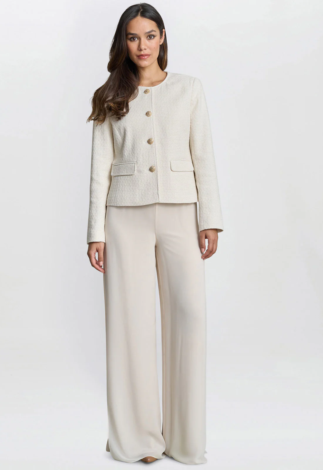 Gina Bacconi Cream Julieann Tweed Jacket - Image 4