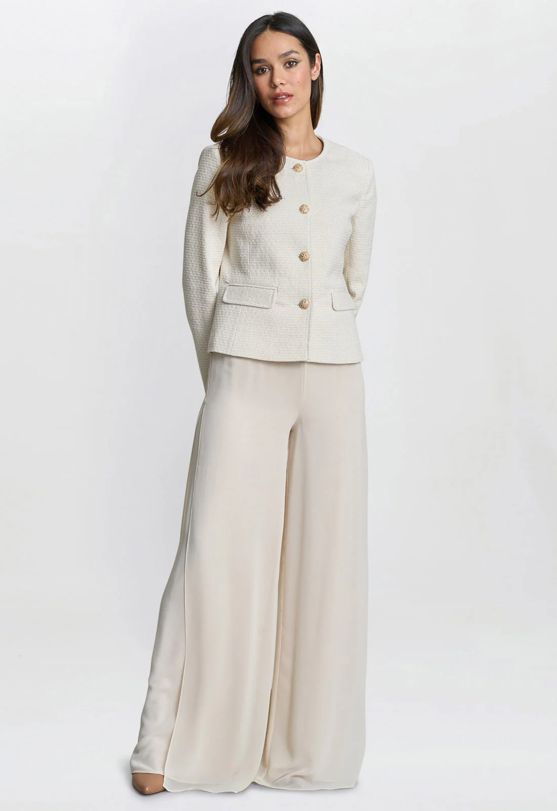 Gina Bacconi Cream Julieann Tweed Jacket - Image 6