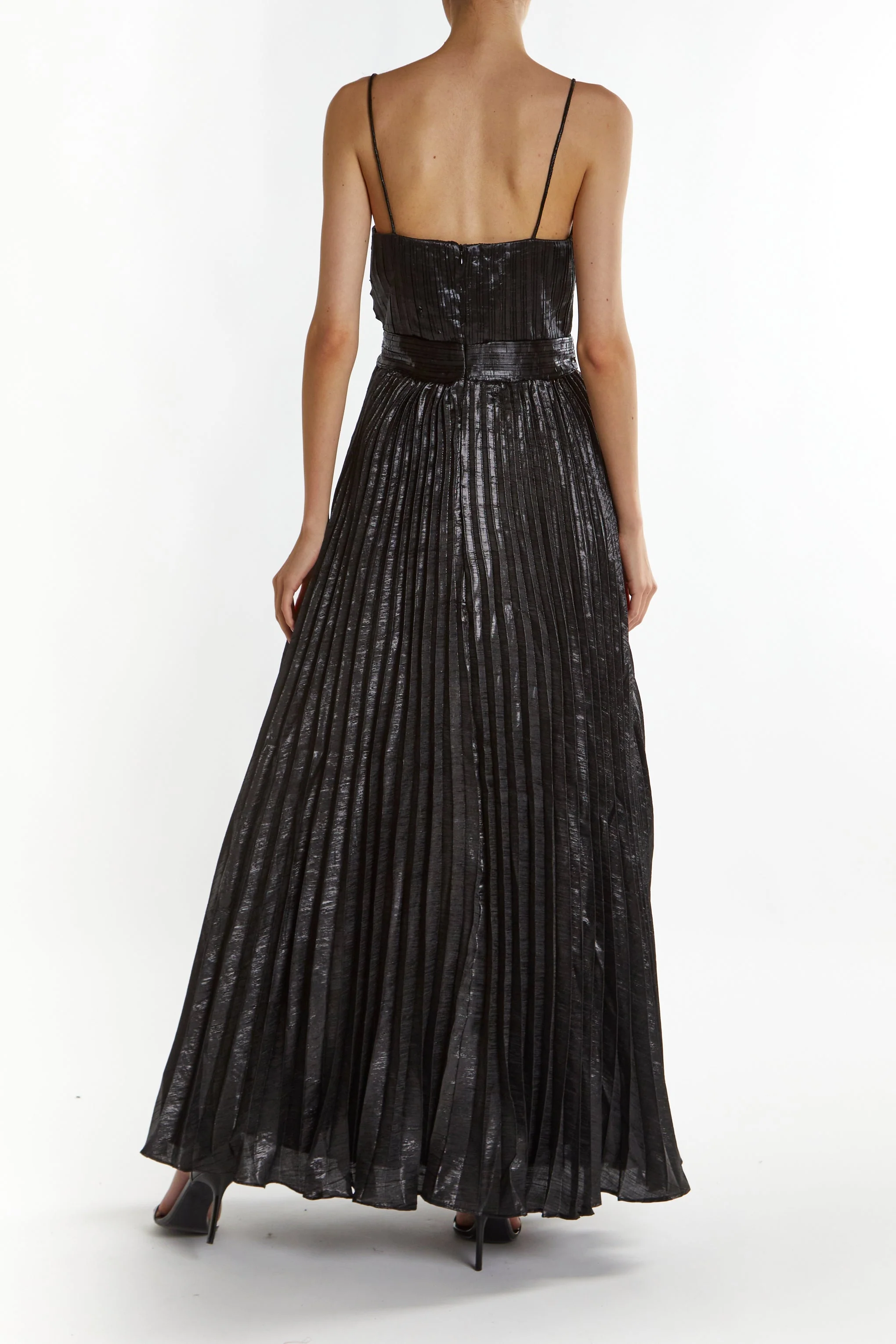 True Decadence Black-Crinkle Kate Pleated Strappy Maxi Dress - Image 3