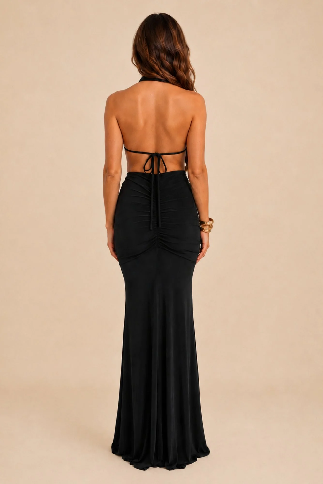 Honor Gold Keira Black Halterneck Backless Maxi Dress - Image 5