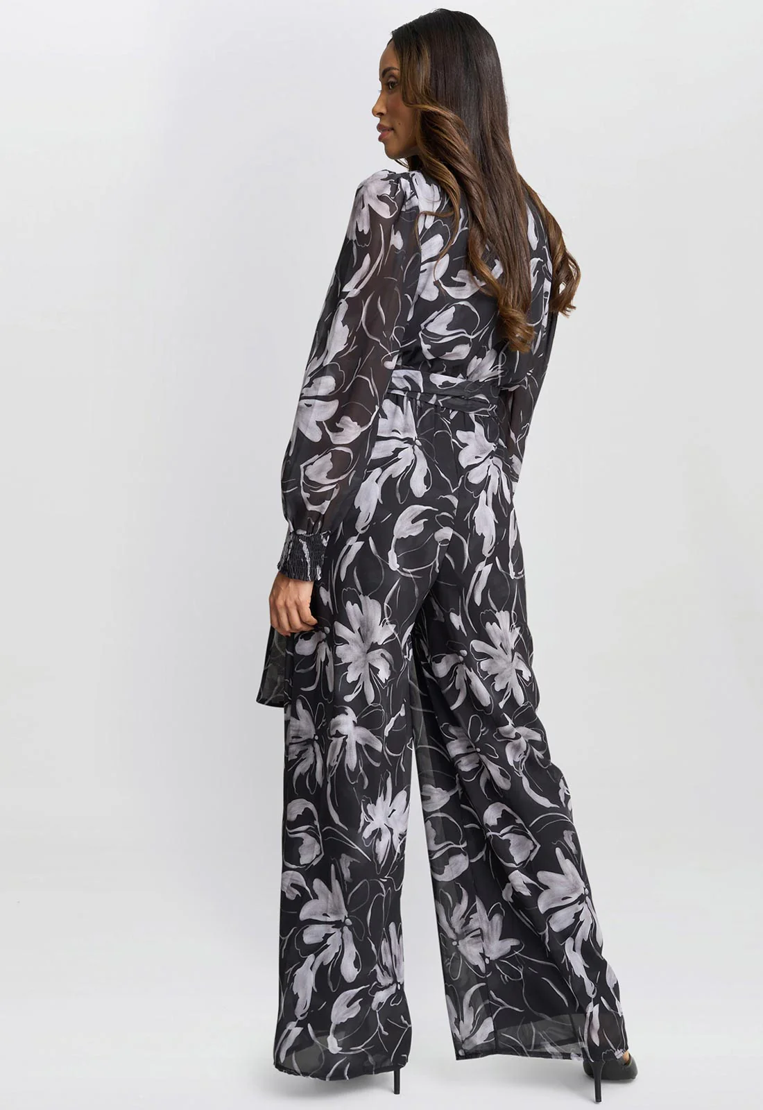 Gina Bacconi Black and White Kourtney Chiffon Jumpsuit - Image 4