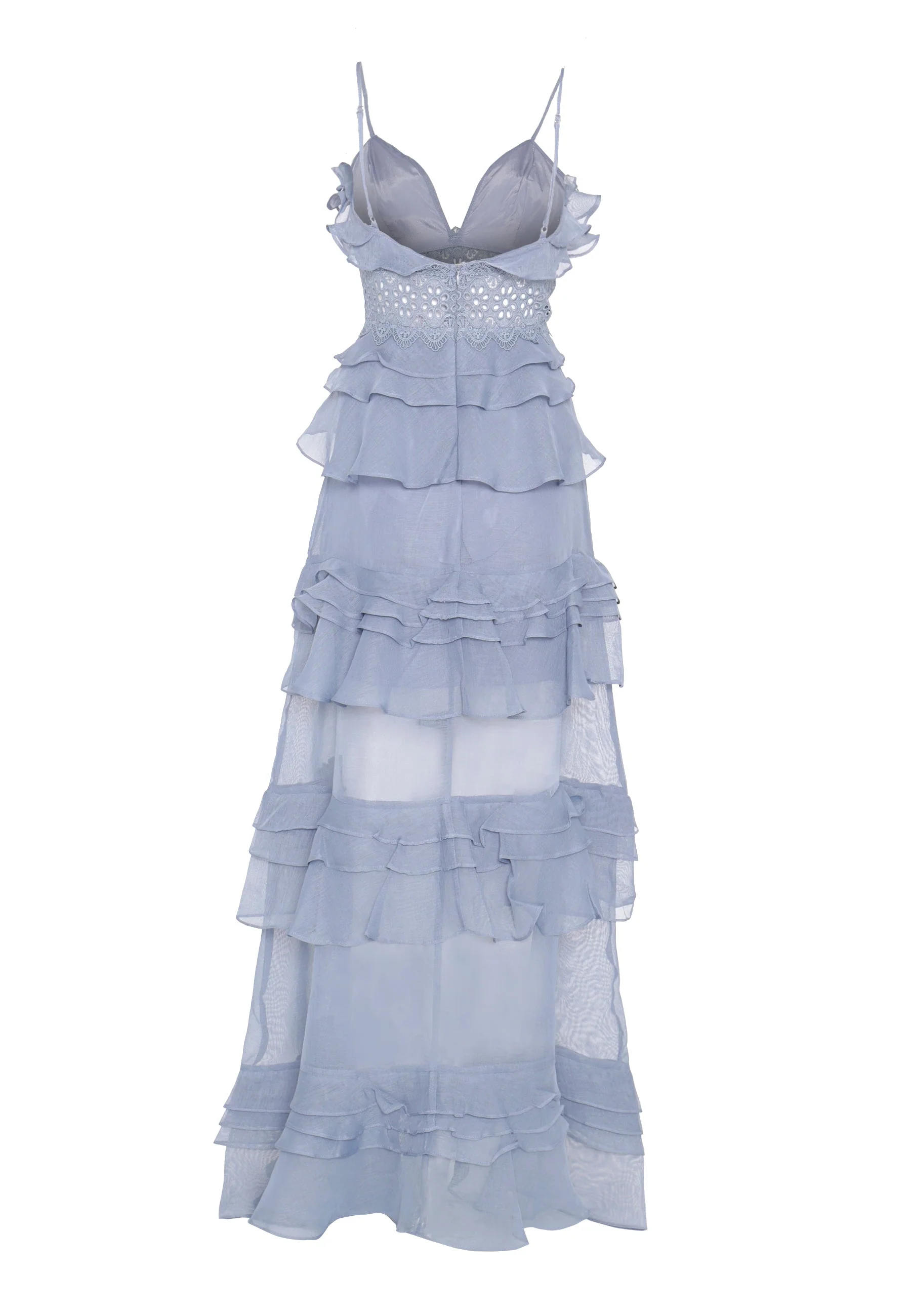 True Decadence Sophia Light Steel Blue Tiered Ruffle Maxi Dress - Image 5