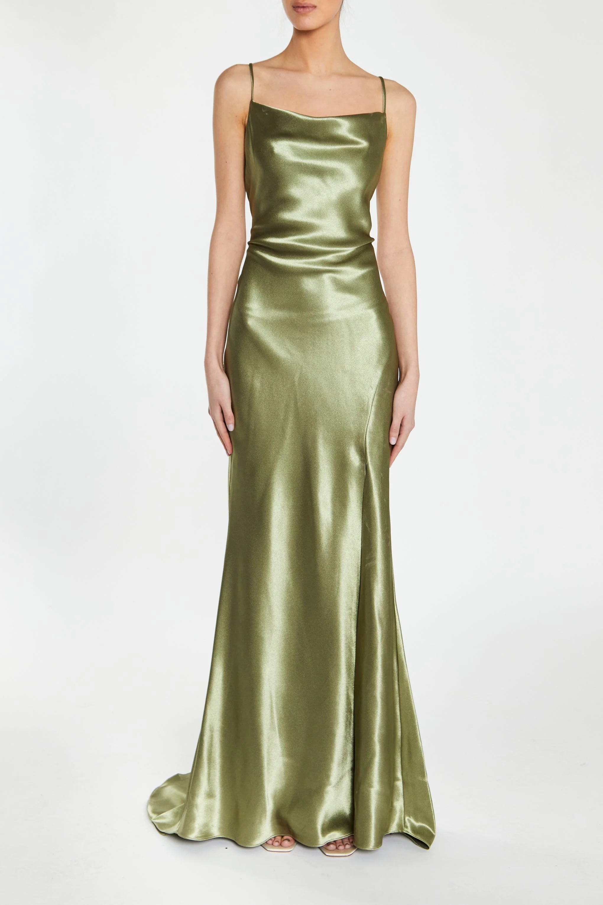True Decadence Pippa Sage Green Bridesmaid Cowl-Neck Slip Dress - Image 2
