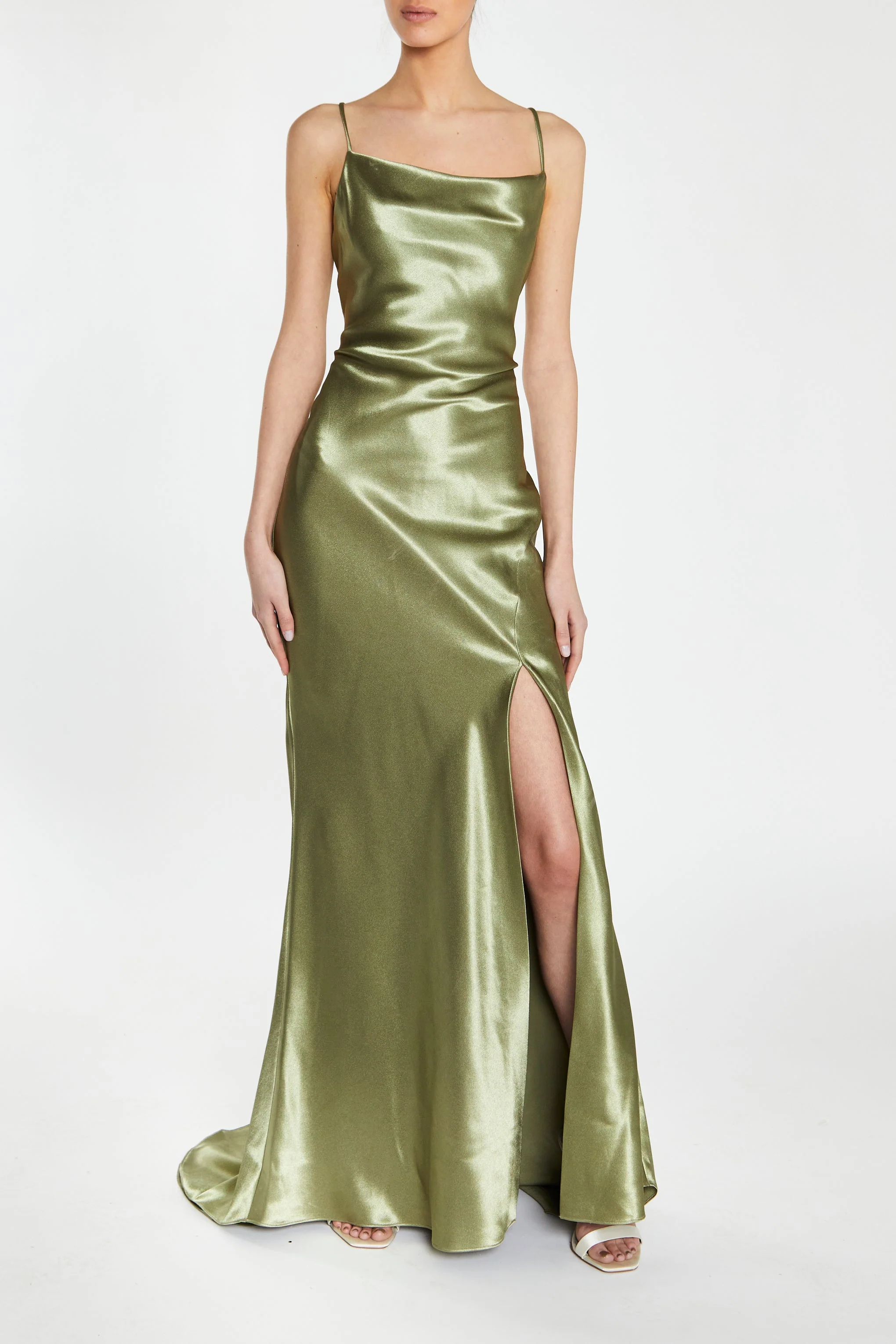 True Decadence Pippa Sage Green Bridesmaid Cowl-Neck Slip Dress - Image 4
