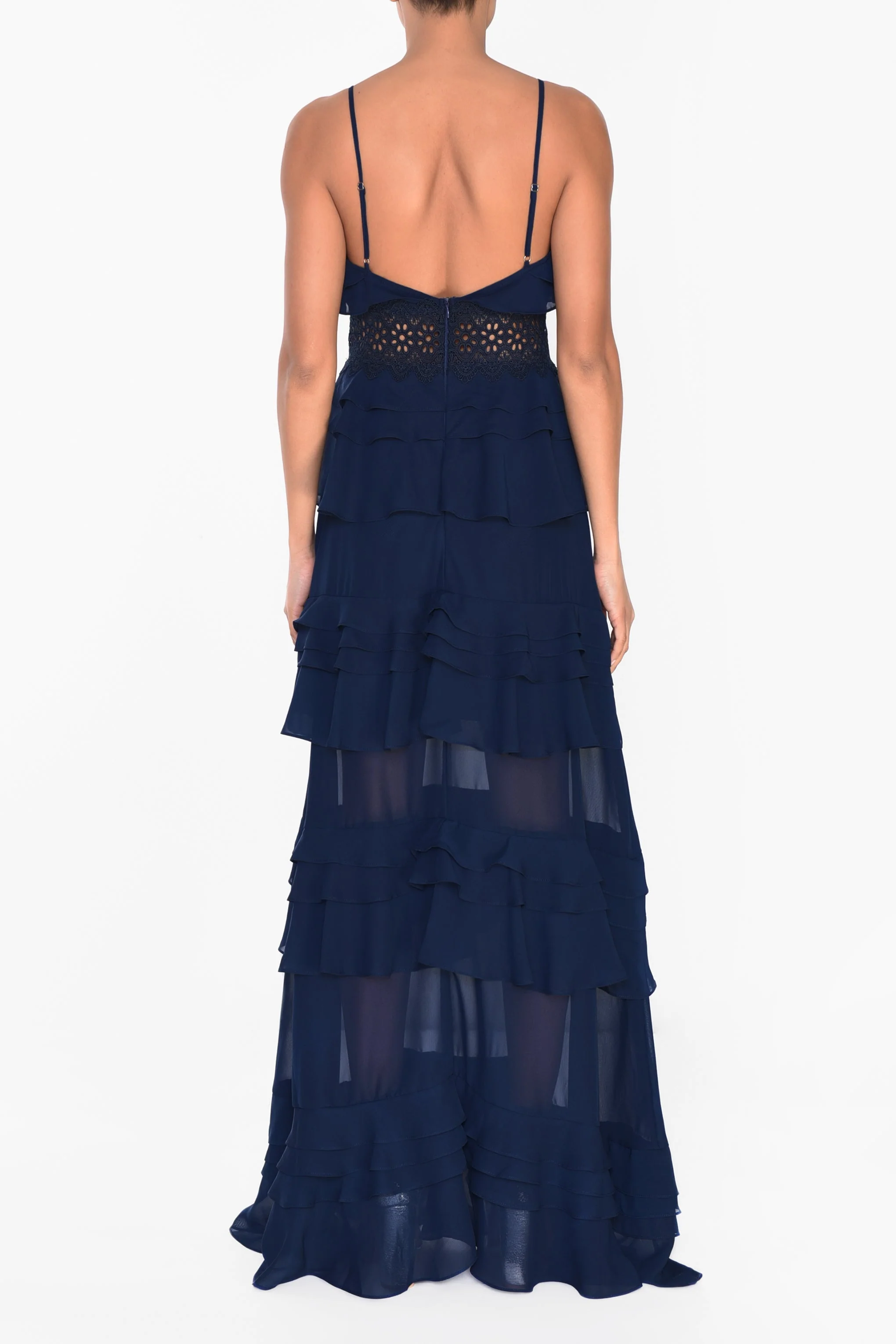 True Decadence Sophia Navy Tiered Ruffle Maxi Dress - Image 2