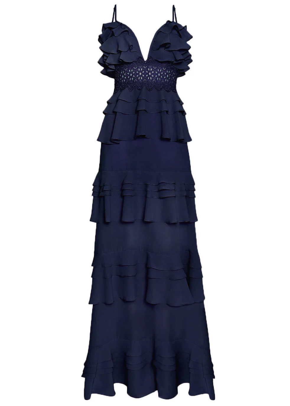 True Decadence Sophia Navy Tiered Ruffle Maxi Dress - Image 3