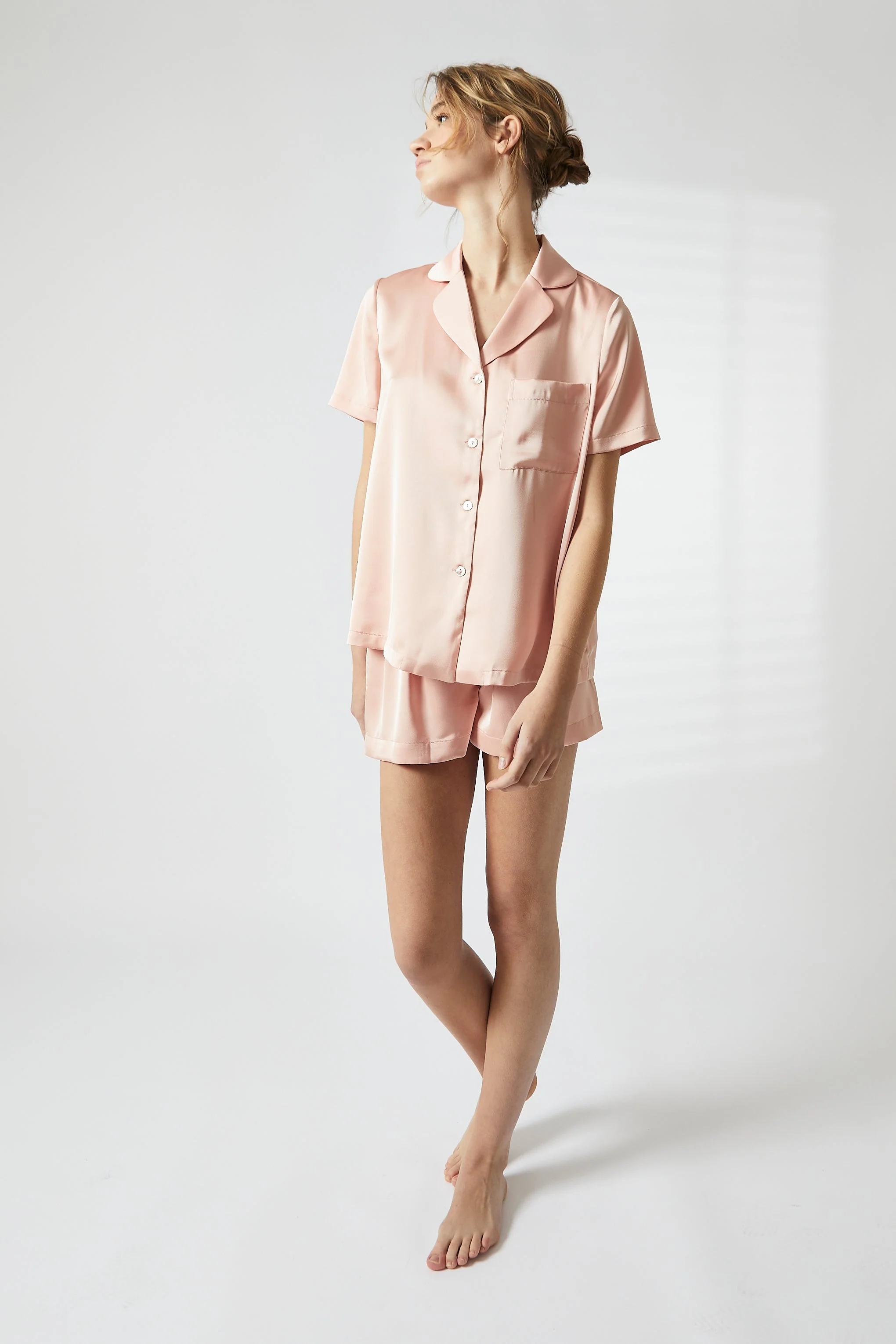 True Decadence Dusty Pink Short Satin Pyjama Set - Image 2