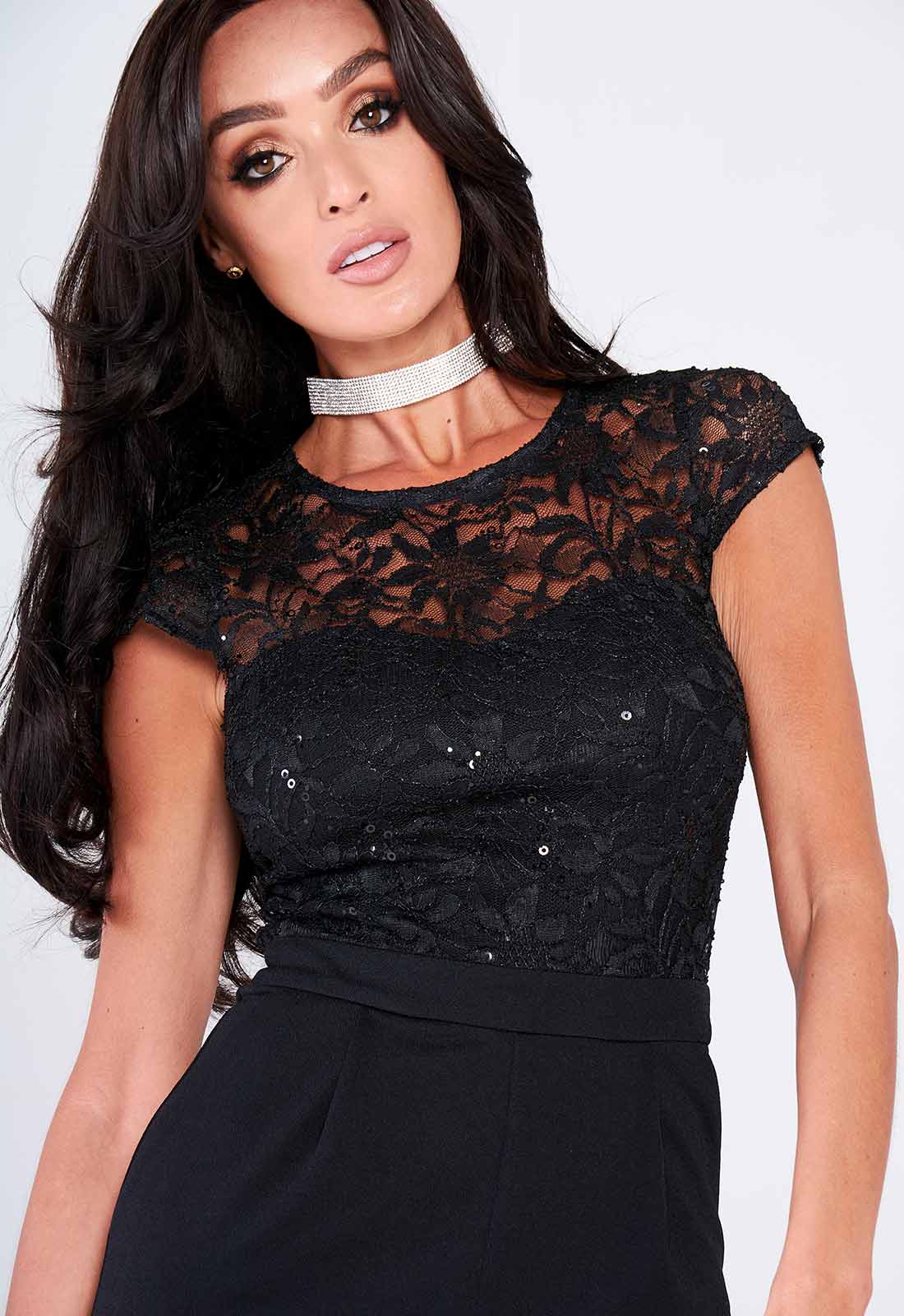 Lady Flare Black Sequin Jumpsuit - Image 5
