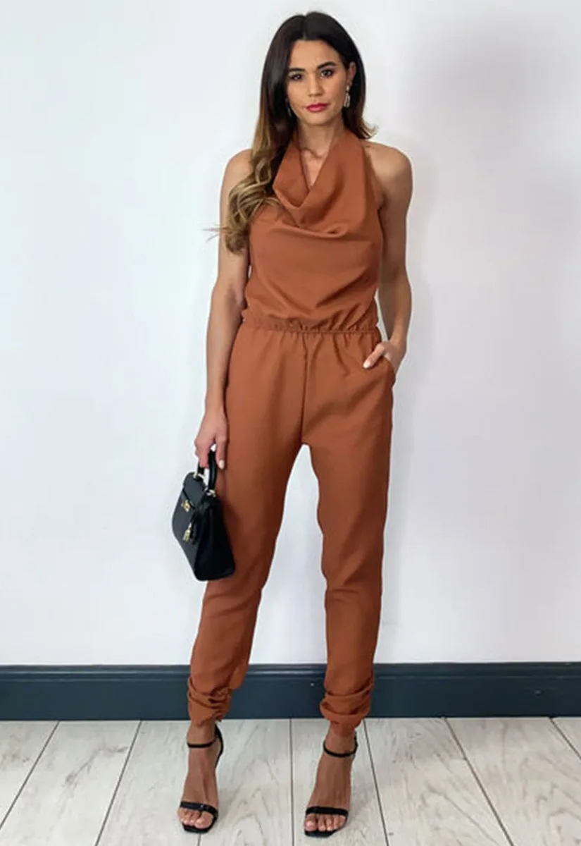 Lady Flare Brown Bella Jumpsuit - Image 6