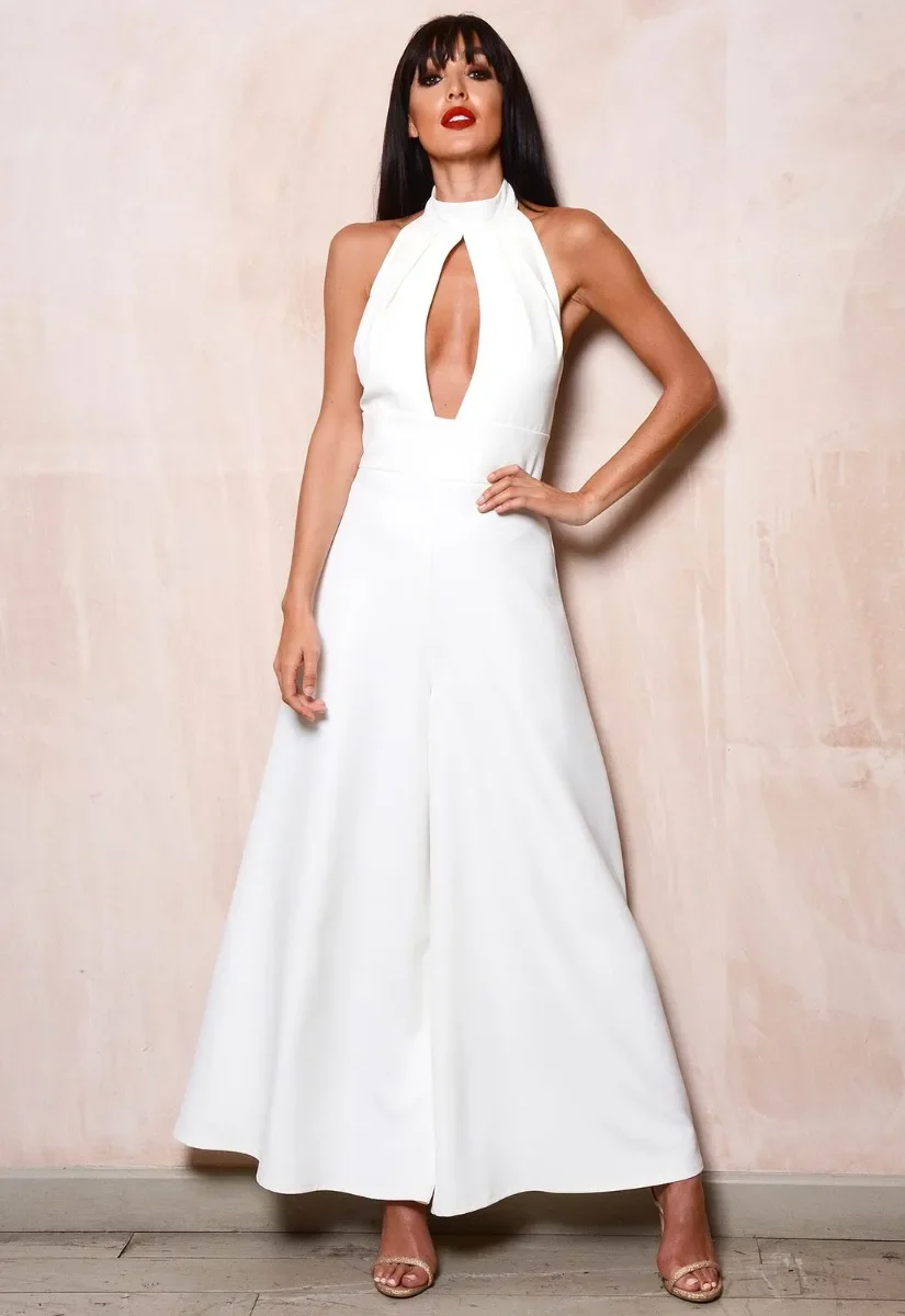 Lady Flare White Split Jumpsuit - Image 5