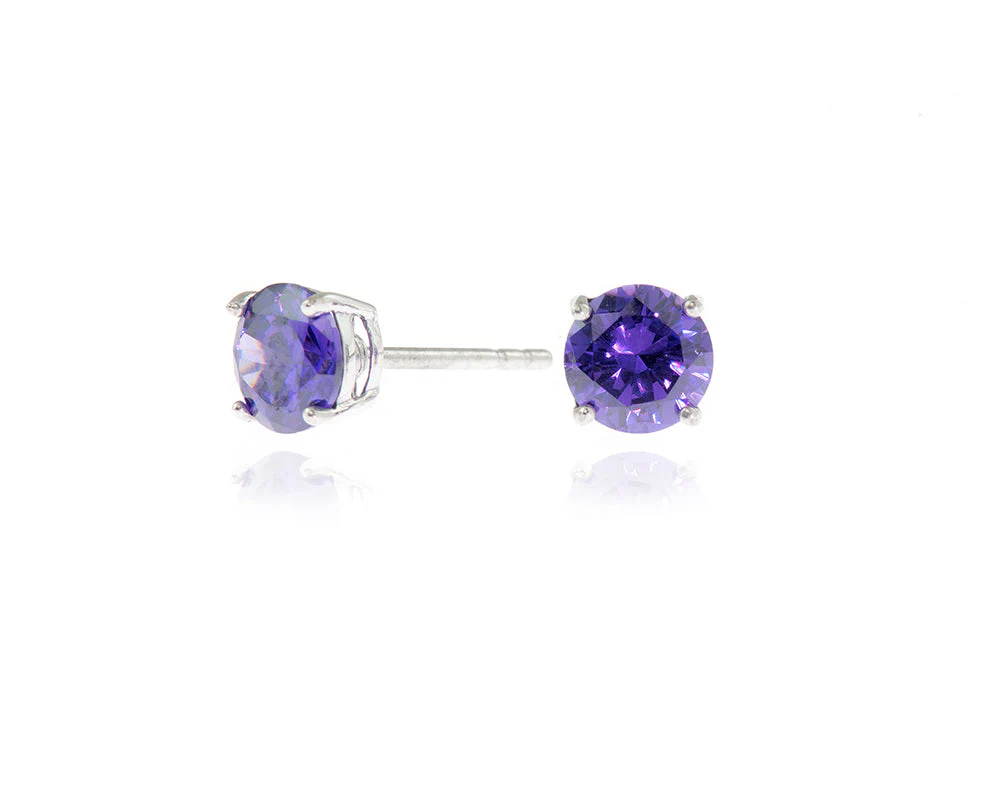Cachet London Lana 6mm Sterling Silver Violet Earrings - Image 11