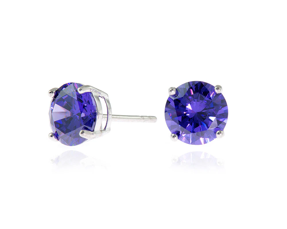 Cachet London Lana 8mm Sterling Silver Violet Earrings - Image 11