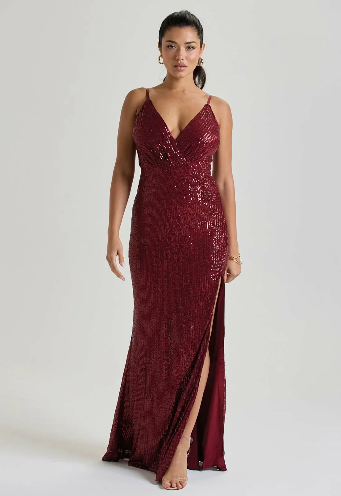 LBD Collection Burgundy Hollywood Sequin Dress - Image 7