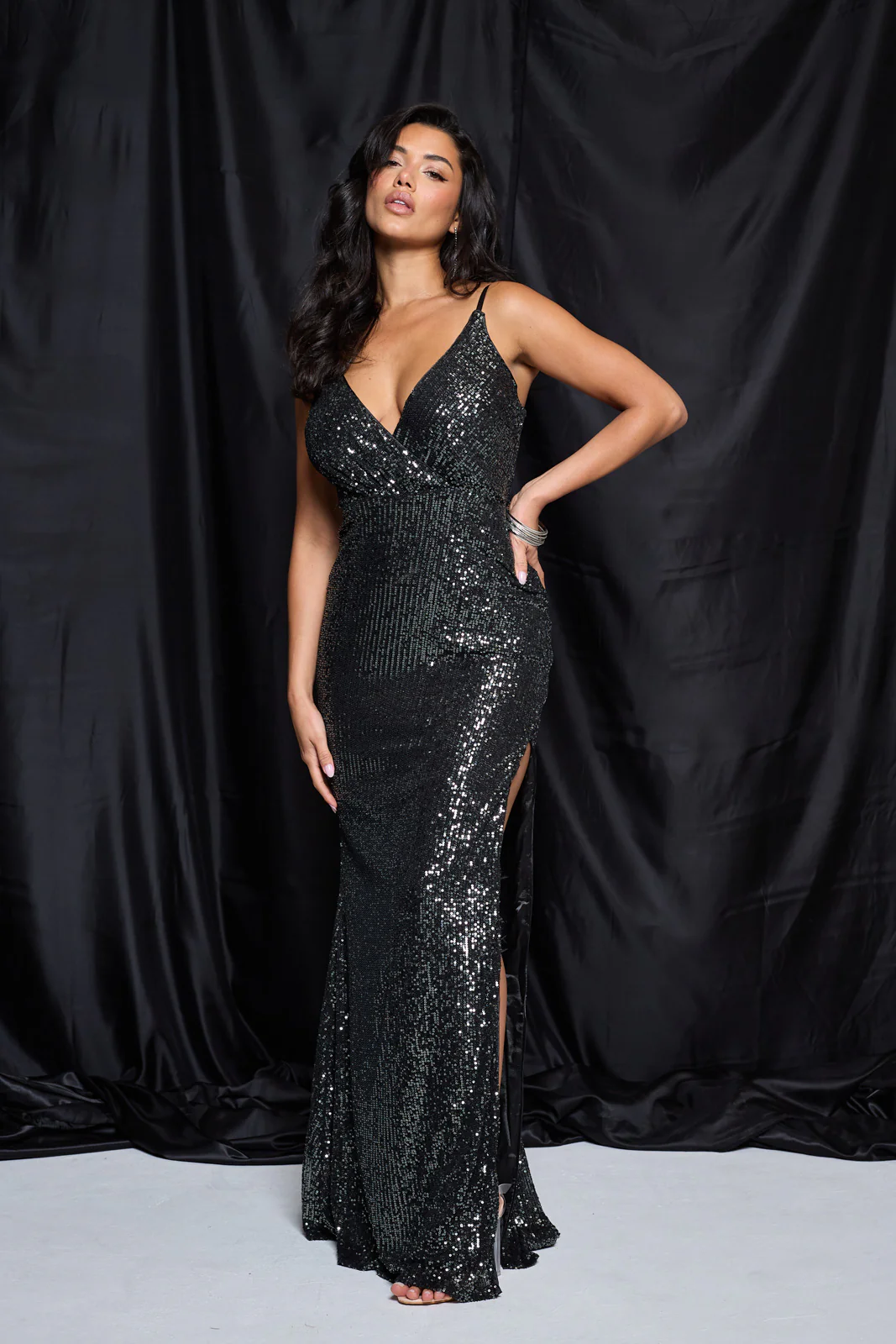 LBD Collection Gunmetal Hollywood Sequin Dress - Image 4
