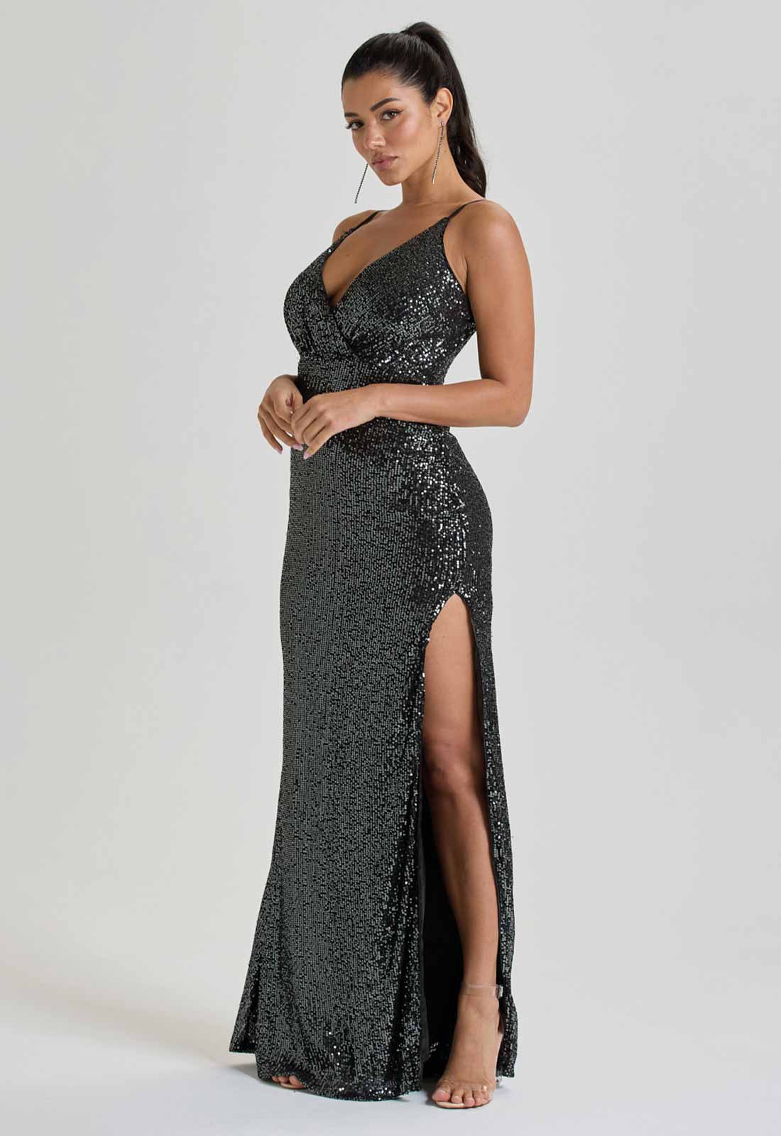 LBD Collection Gunmetal Hollywood Sequin Dress - Image 7