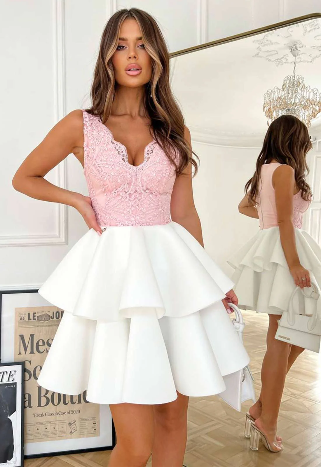 LBD Exclusive Baby Pink Lola Ruffle Dress - Image 3