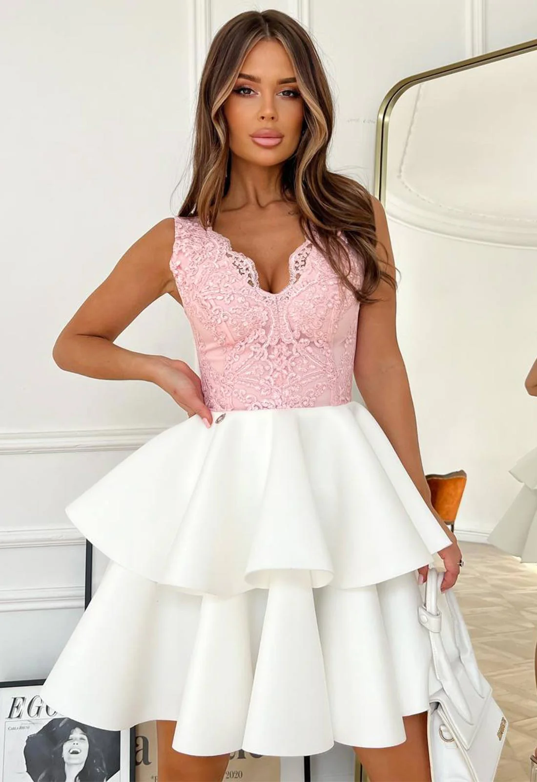 LBD Exclusive Baby Pink Lola Ruffle Dress - Image 5