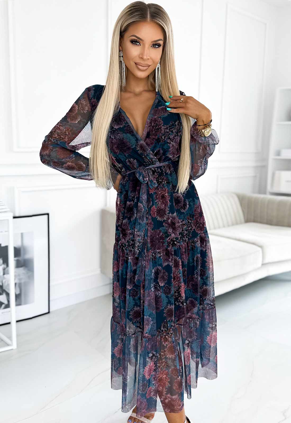 LBD Exclusive Blue Enrica Print Dress - Image 5