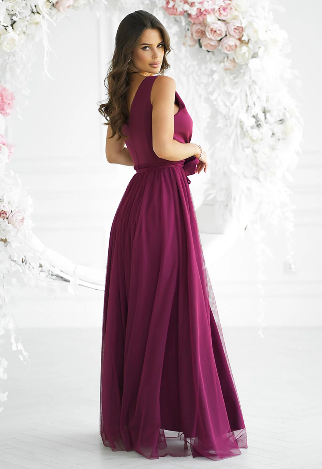 LBD Exclusive Burgundy Angelina Tulle Dress - Image 4