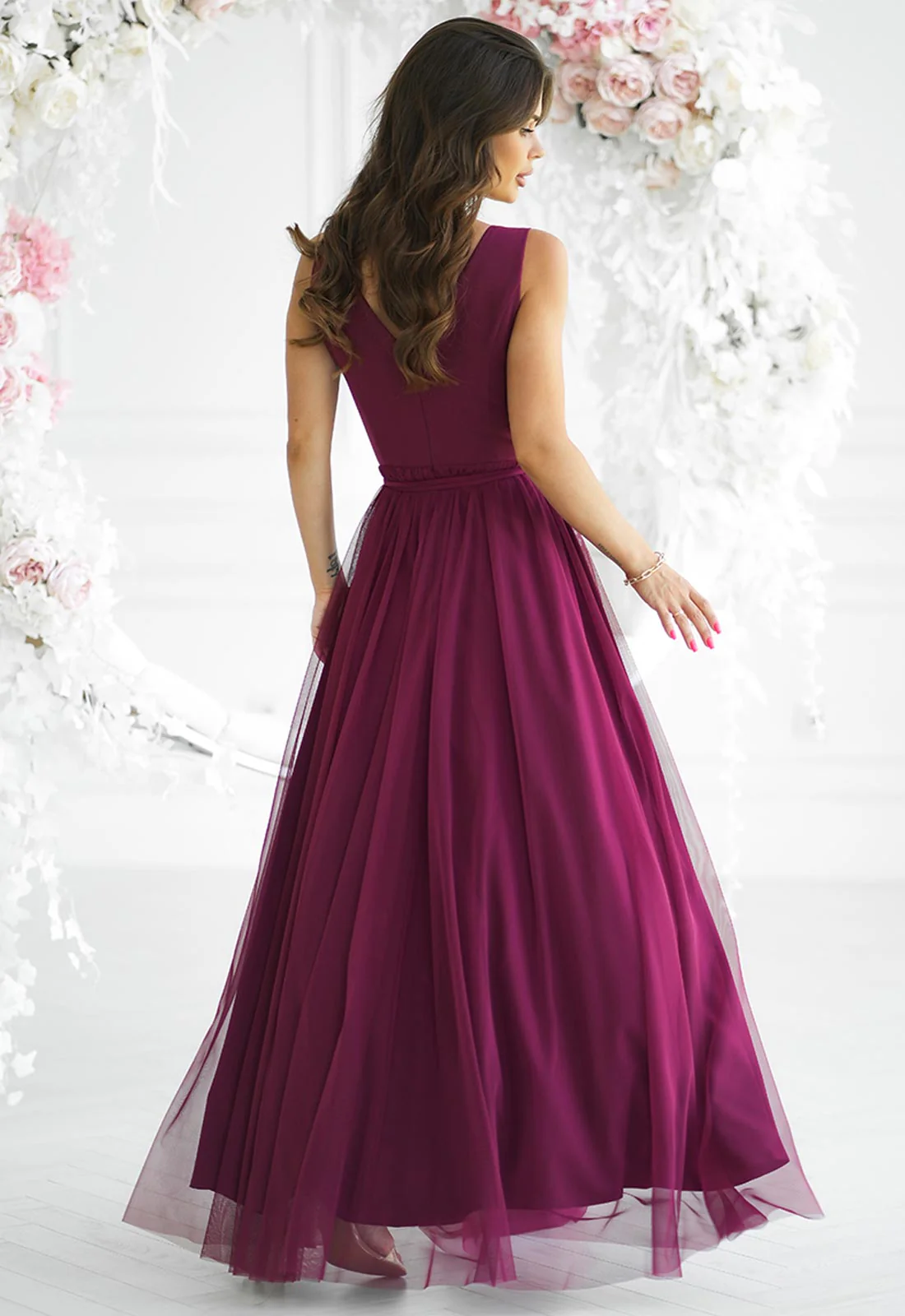 LBD Exclusive Burgundy Angelina Tulle Dress - Image 6