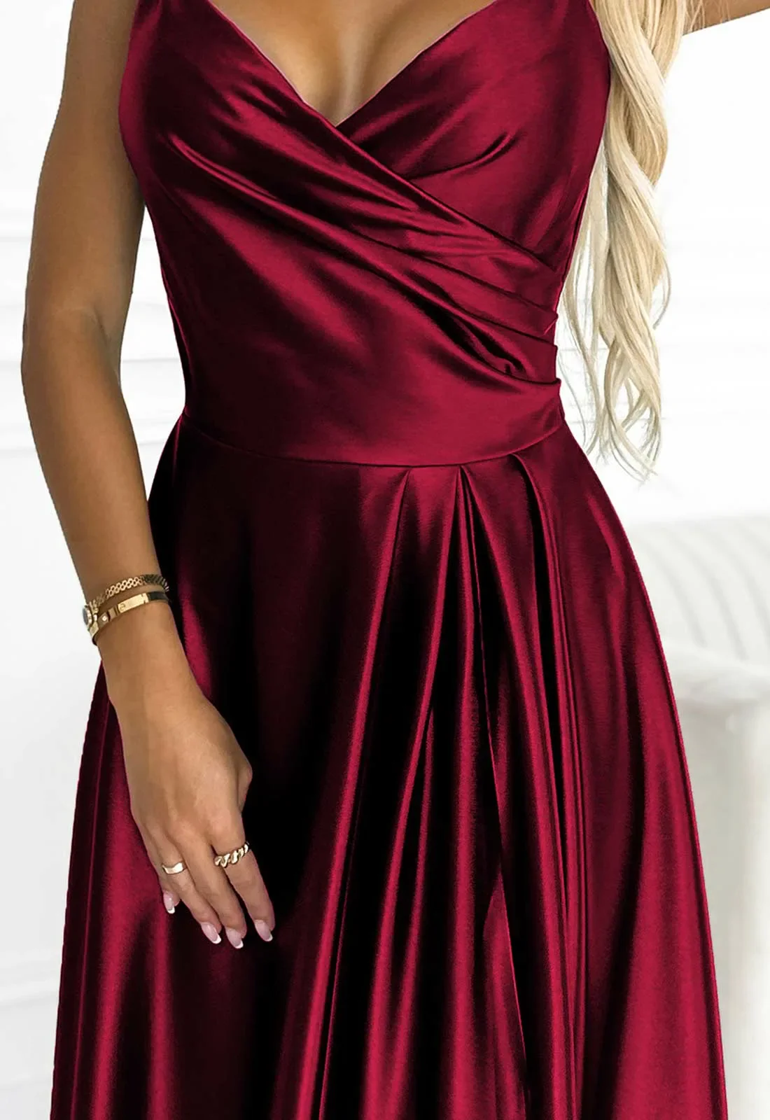 LBD Exclusive Burgundy Chiara Satin Maxi Dress - Image 2