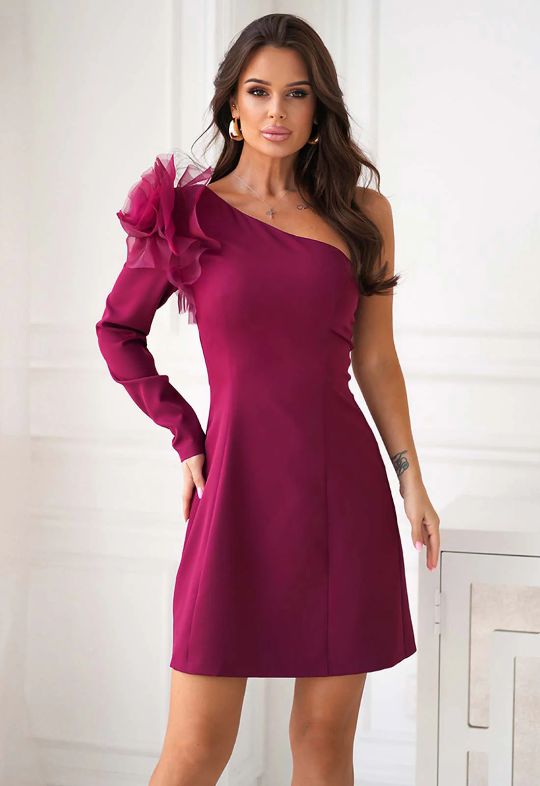 LBD Exclusive Burgundy Ivy Mini Dress - Image 2