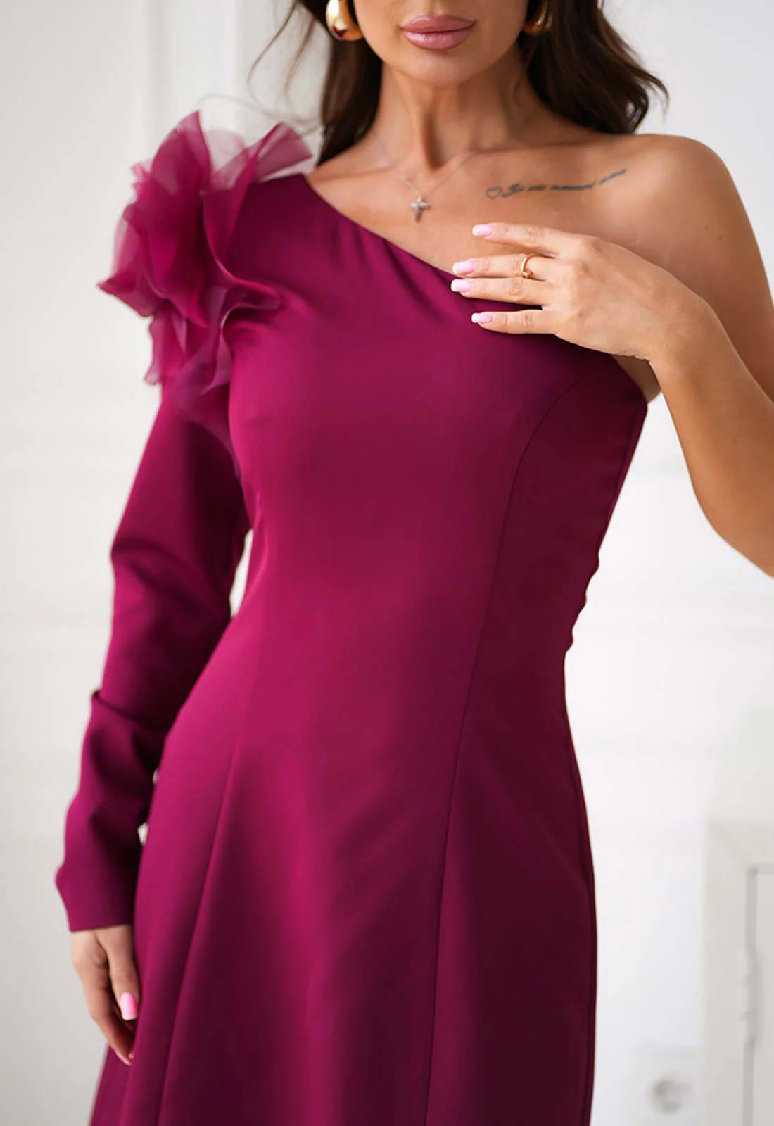 LBD Exclusive Burgundy Ivy Mini Dress - Image 5