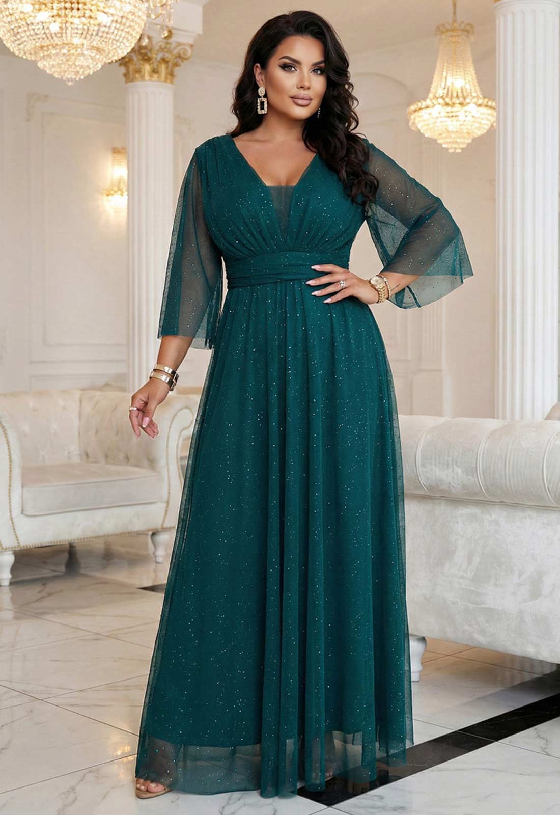 LBD Exclusive Green Caitlin Plus Size Dress - Image 2