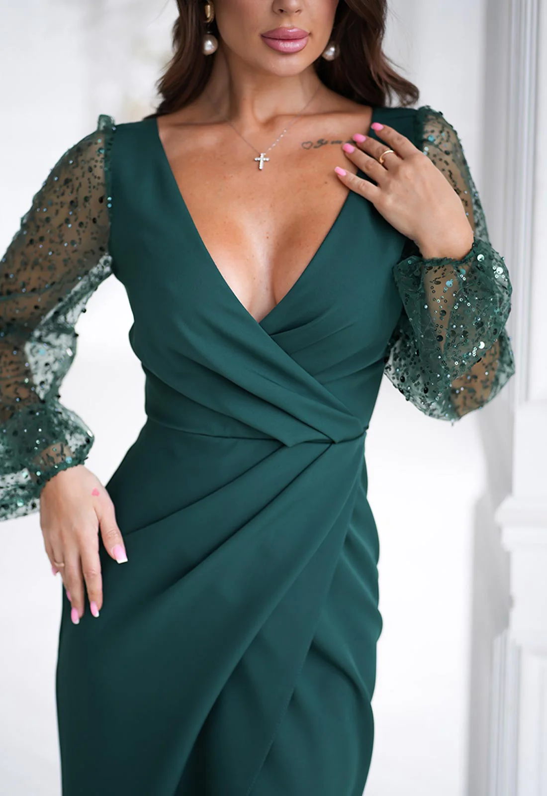 LBD Exclusive Green Harper Cocktail Dress - Image 6