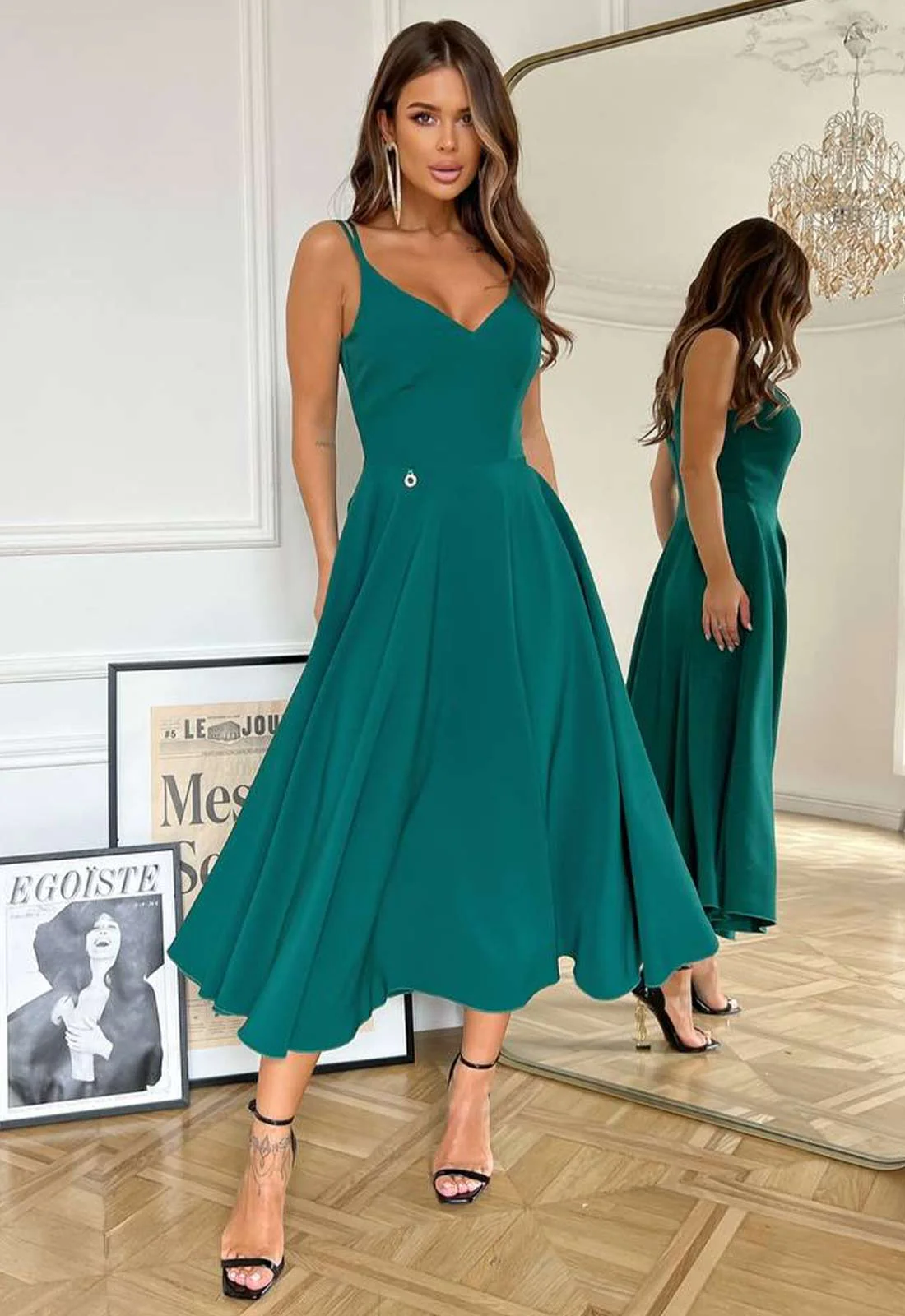 LBD Exclusive Teal Suki Wedding Guest Dress - Image 4