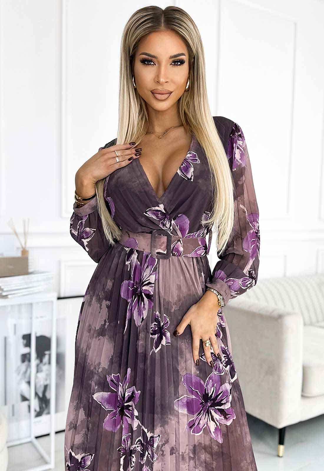 LBD Exclusive Mauve Jessica Print Dress - Image 2