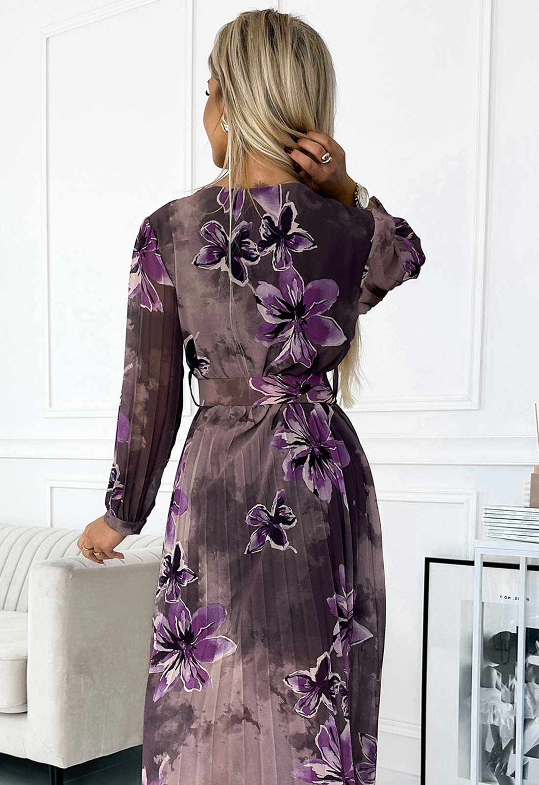 LBD Exclusive Mauve Jessica Print Dress - Image 5