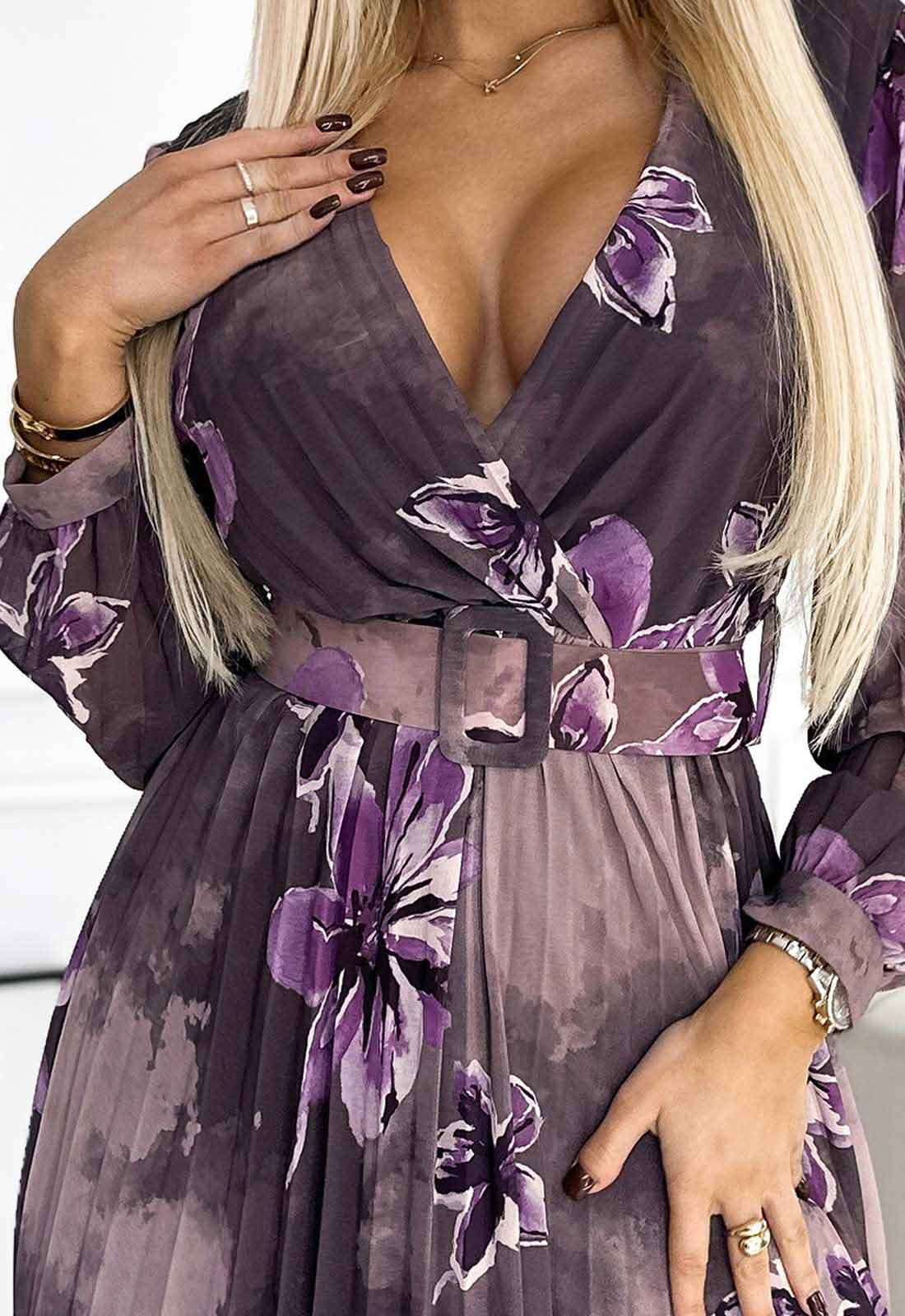 LBD Exclusive Mauve Jessica Print Dress - Image 6