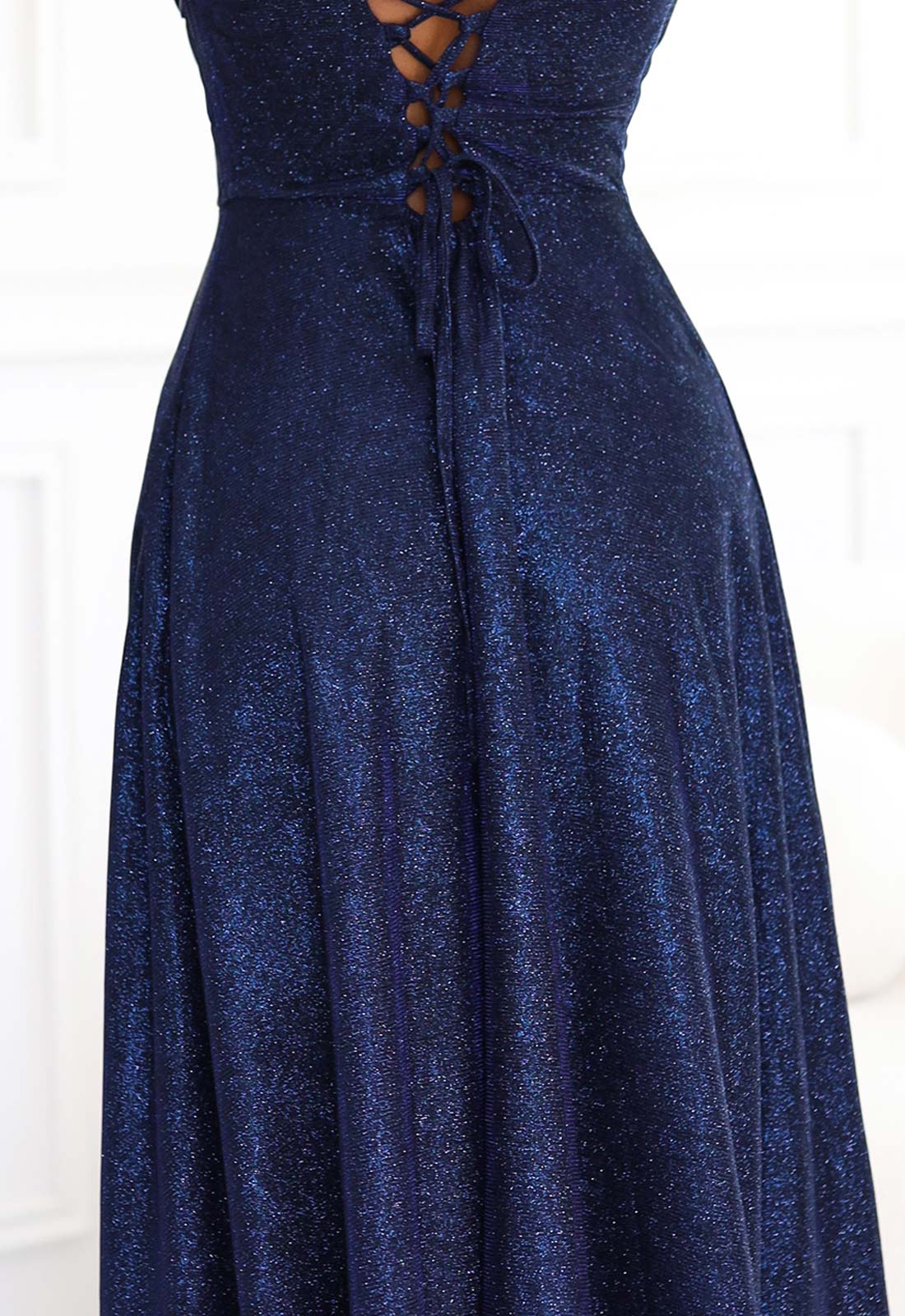 LBD Exclusive Navy Shimmer Artemis Maxi Dress - Image 6
