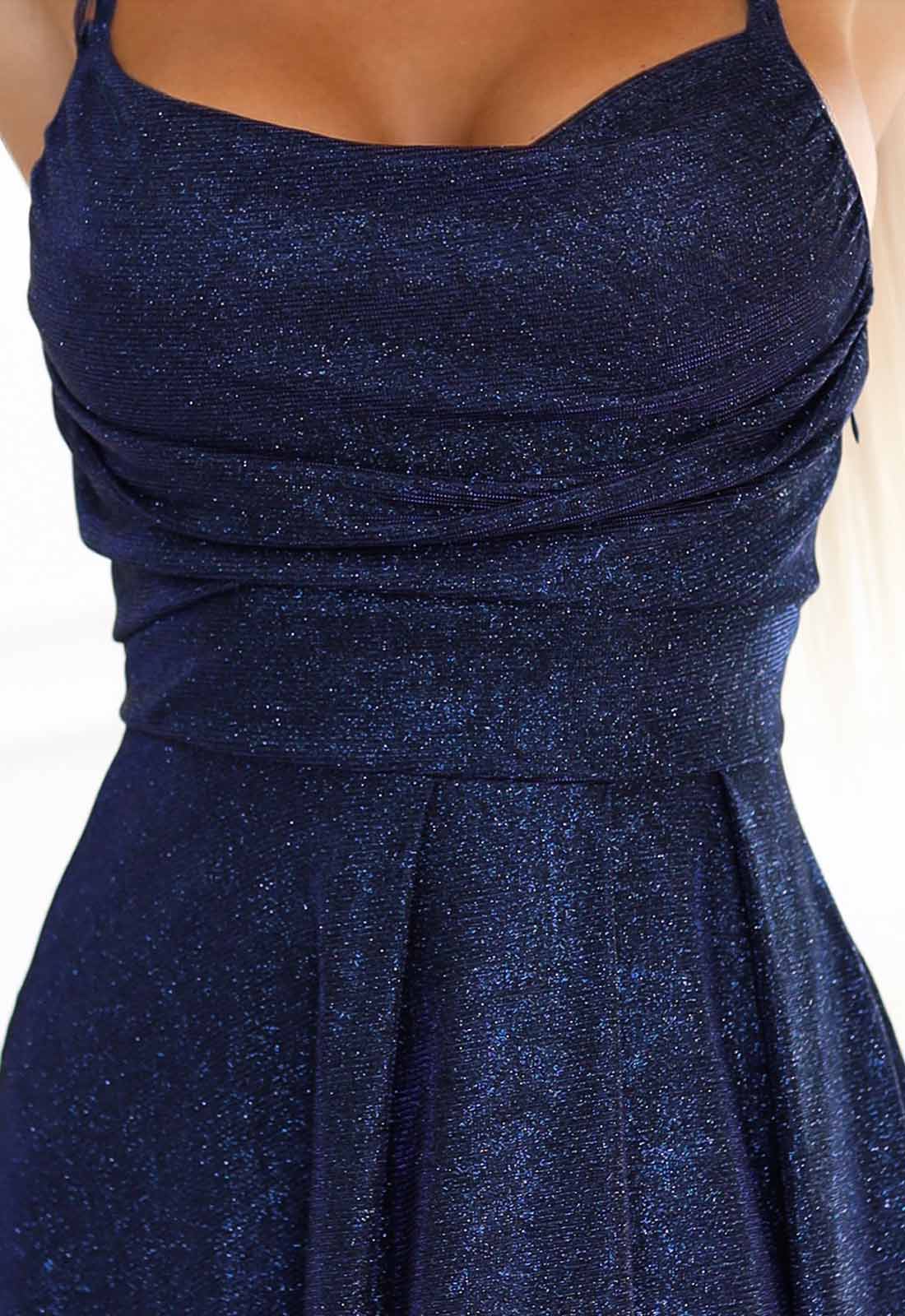 LBD Exclusive Navy Shimmer Artemis Maxi Dress - Image 7