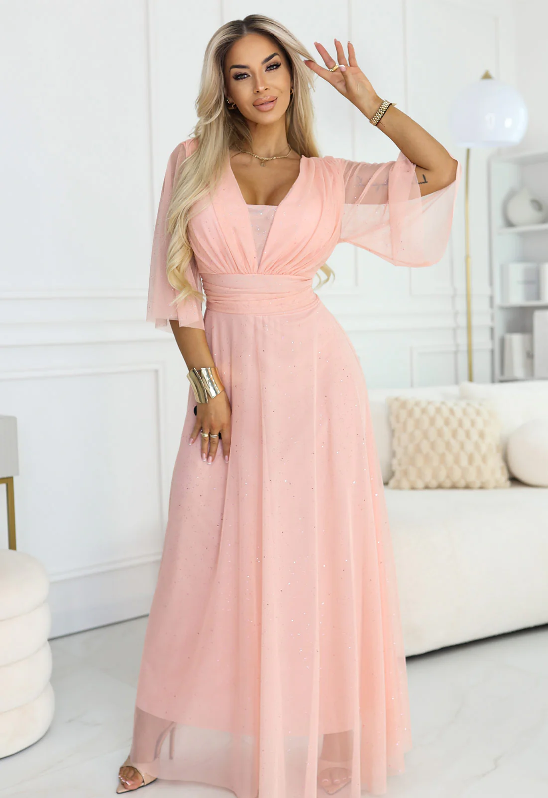LBD Exclusive Peach Caitlin Plus Size Dress - Image 3