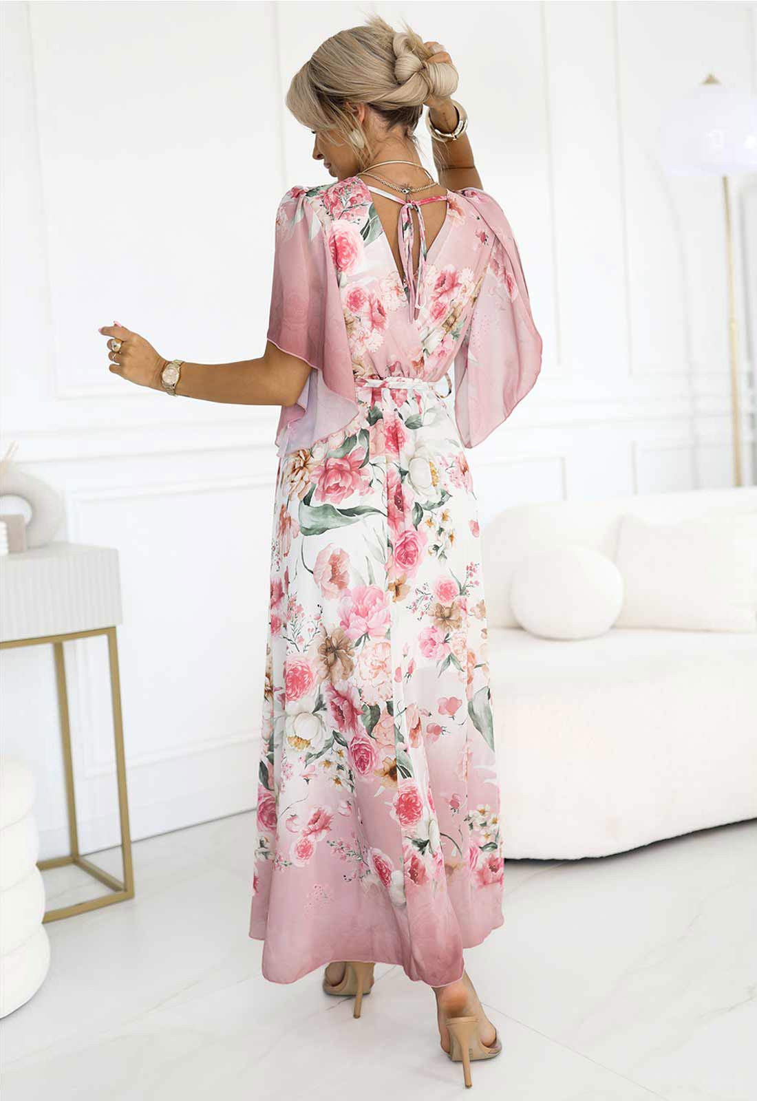 LBD Exclusive Pink Summer Party Floral Maxi Dress - Image 5
